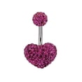 thumbnail image 1 of Steel Jewelco London Hot Pink Crystal Love Heart Disco Ball Banana Belly Bar, 1 of 3