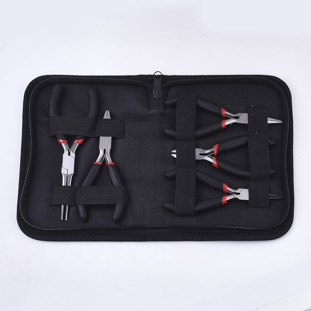 Steel Jewelry Plier Sets Including Side Cutting Plier Round Nose Plier Wire Cutter Plier Flat Nose Plier and Needle Nose Pliers Black