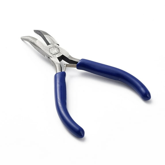 Steel Jewelry Pliers Bent Tip Needle Nose Plier Blue 12x7.7x1.3cm