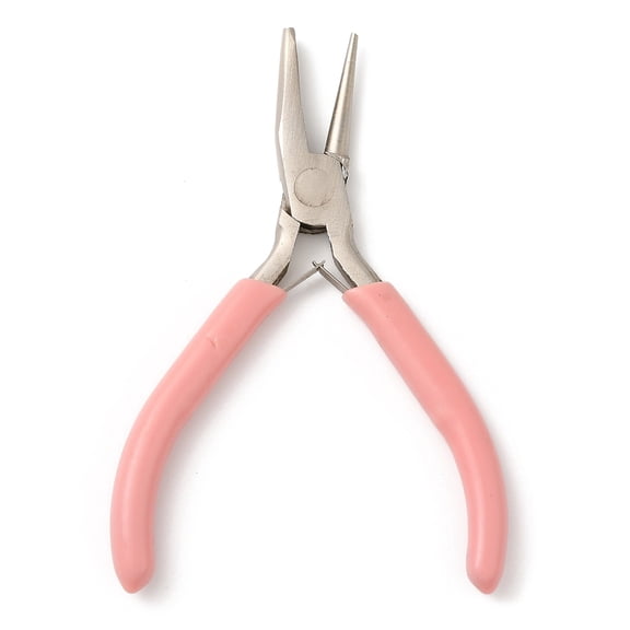 Steel Jewelry Pliers Round/Concave Pliers Wire Looping and Wire Bending Plier with Plastic Handle Cover Ferronickel Pink 11.7x7.9x0.95cm