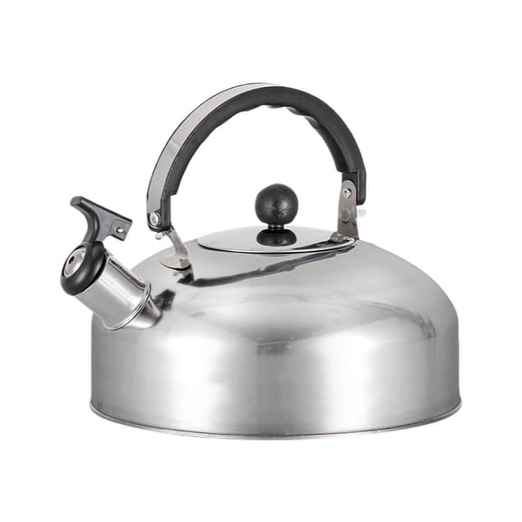 Steel Kettle Flat Bottom Camping Whistling, Lightweight Flat Bottom Pot Teapot for Trips Coffee Gas Tea, Induction Hob Compatible Small Steel Pot