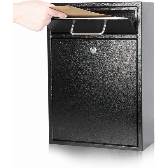 Steel Key Lock Mail Boxes Outdoor, Locking Wall Mount Mailbox, Security Lock Drop Box, Collection Boxes for Home, Office or Commercial