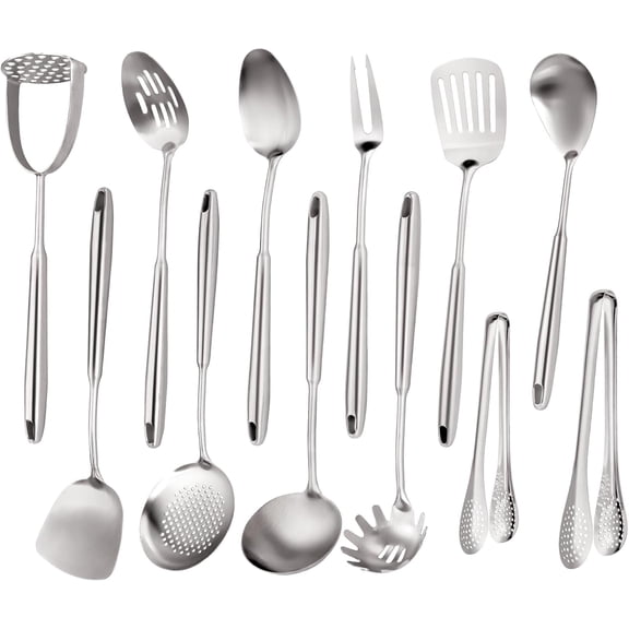 Stainless Steel Kitchen Utensils Set 18 10 Stainless Steel Cooking Utensils Set - 12 PCS Large Metal Cooking Utensil Tools Set