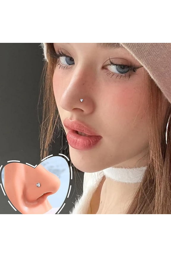 Steel L Shaped Nose Ring Piercing Jewelry Unisex Simple Round Rod 0.8mm Thickness 7mm Length 3mm Drill