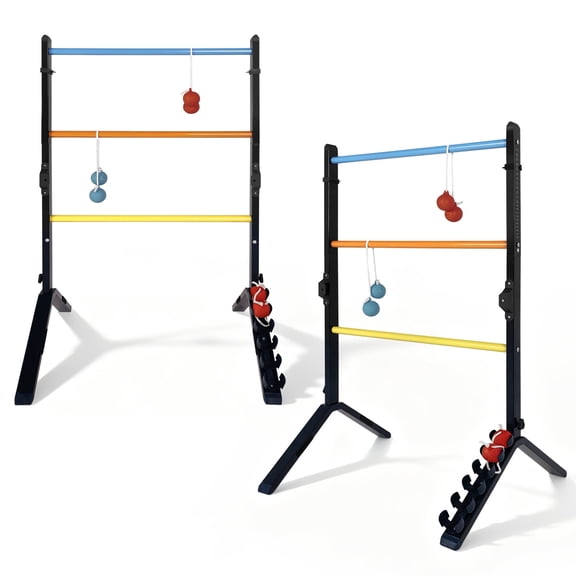 Steel Ladder Toss Game Set with 6 Bolas & Scorekeeper, Assembly-Free Metal Ladder Ball Outdoor Yard Game for Adults & Family, Backyard, Lawn, Beach, Camping, Party Games