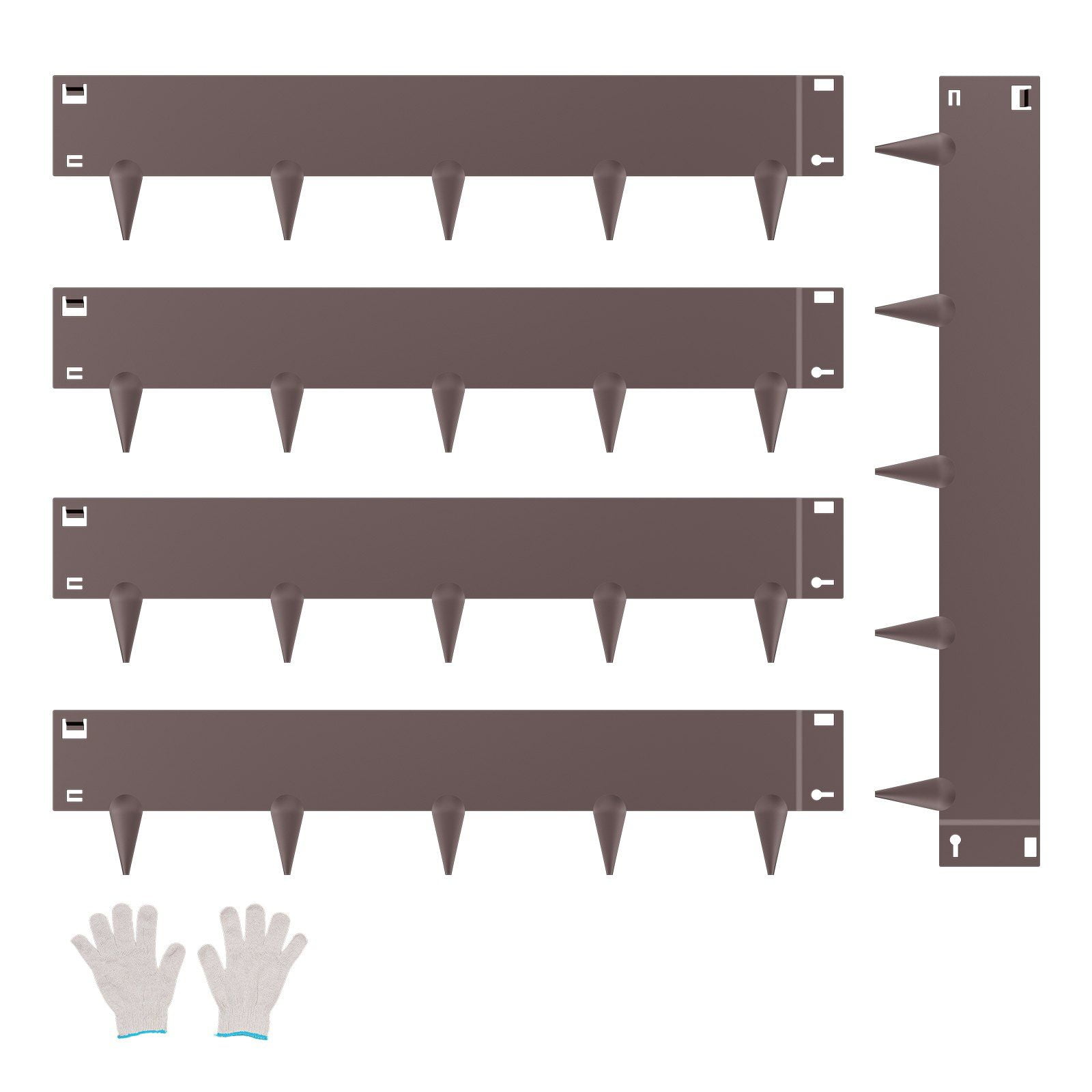 Steel Landscape Edging 5 Packs 39 x 5 in Rust-Resistant Brown Garden Border with Galvanized Steel Construction, Flexible Bendable Design, Easy Installation with Gloves and Spiked Ground Anchors