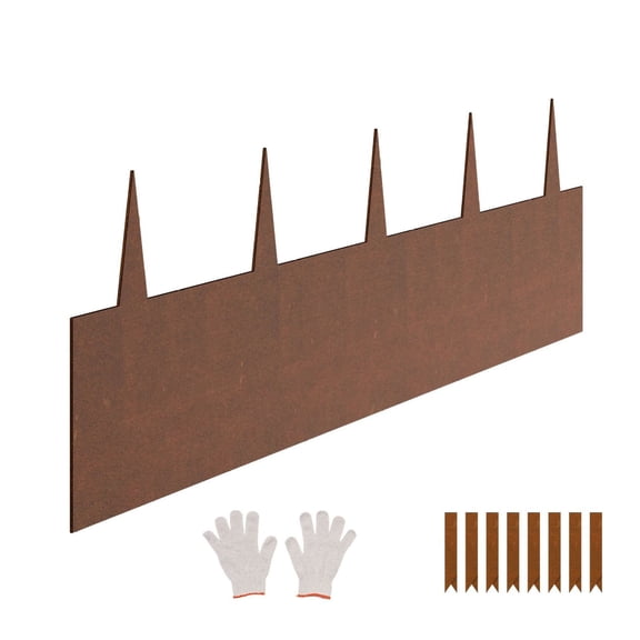Steel Landscape Edging - 6 Packs 40x8 Inch Metal Garden Border, Weatherproof Rust-Proof Lawn Edging, Bendable Shark Fin Spike Border for Flower Beds, Yard, Pathway
