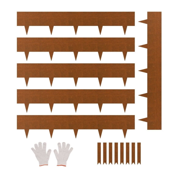 Steel Landscape Edging - 6 Packs 40x8in Metal Garden Border, Rust-Resistant, Bendable Lawn Edging with Shark Spike for Flower Beds, Yard, Pathway