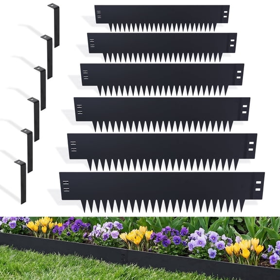 BSHAPPLUS® 8" Tall x 20 ft No Dig Galvanized Steel Landscape Edging, Metal Garden Edging Border,Bendable Lawn Edging with 6 Stakes,Flexible Lawn Strip for Flower Beds,Tree Rings,Lawn Yard and Pathway