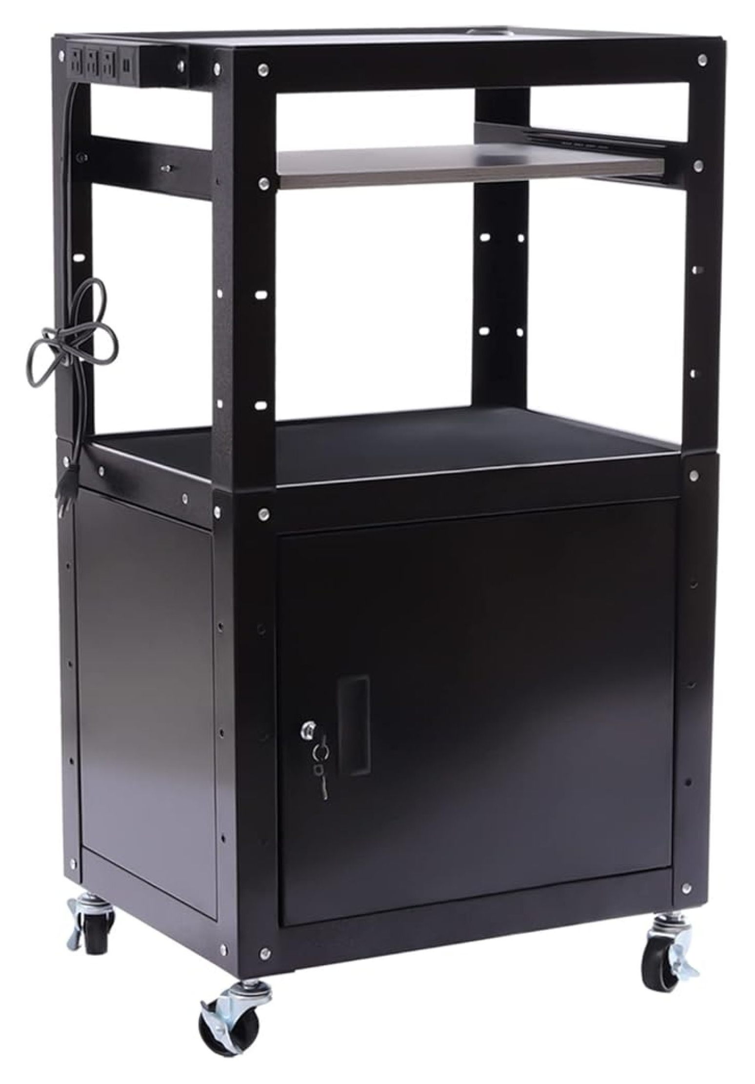 Steel Large AV Cart with Extra Storage,Mobile Utility with Power Strip ...