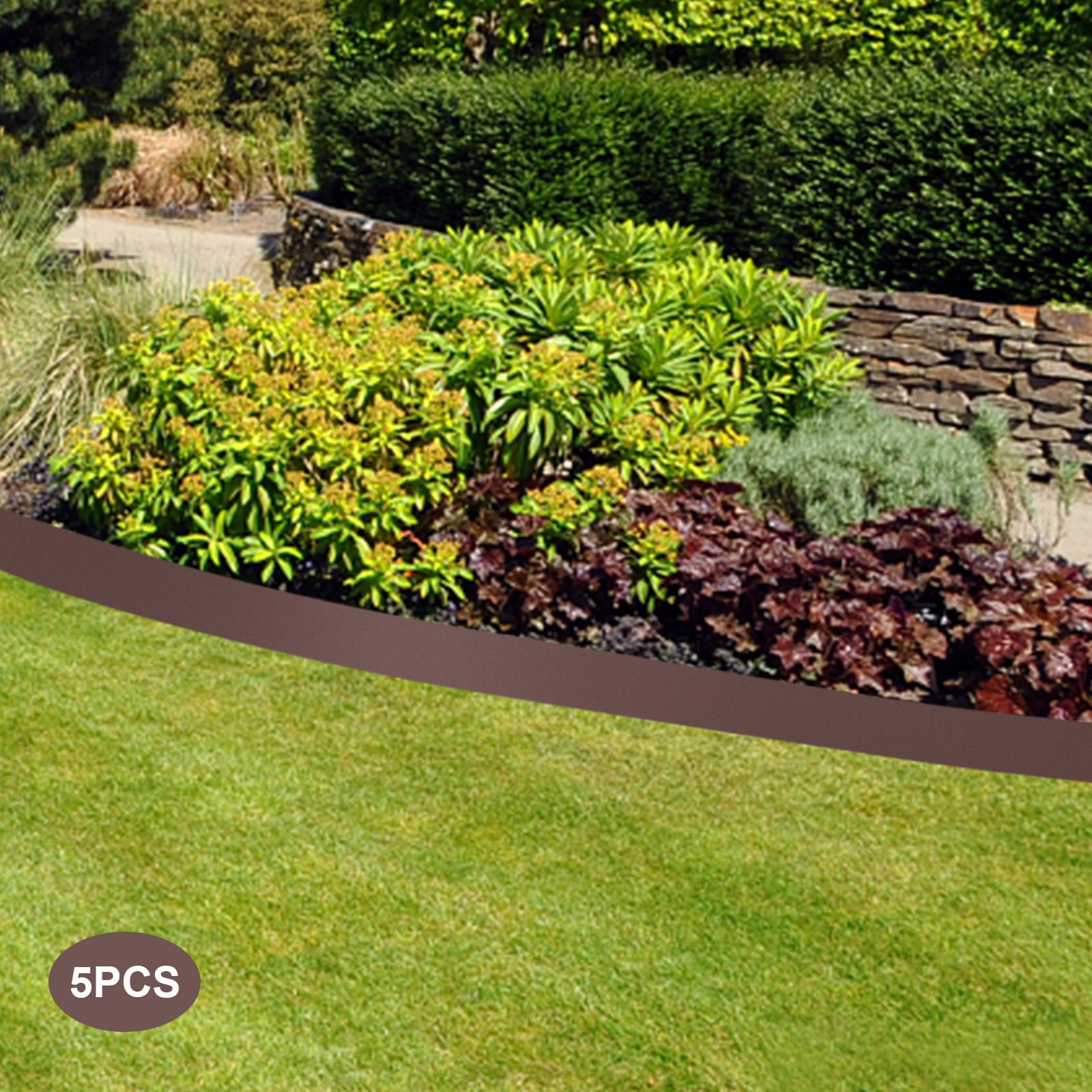 Steel Lawn Edging, 5PCS 4"x39" Garden Metal Landscape Edging Border, Flexible Steel Landscape Border, 16.25 ft Total Length Landscaping Metal Edging, Lawn Edge for Garden, Yard, Brown