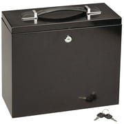 Fox Valley Traders Steel Lockable File Box, 13 1/2" wide x 10 3/4" high x 6" Deep, Black