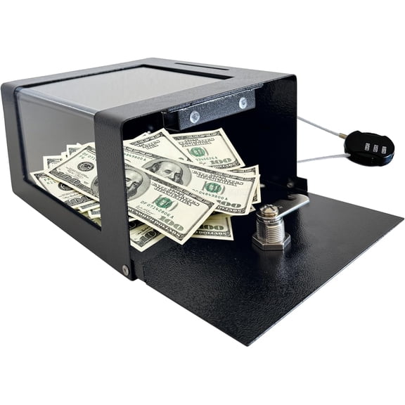 Steel Locking Tip Box - Heavy-Duty Secure Tip Jar with Combination Cable Lock, Ideal for Taxi Tips, Donations, Suggestions, Business Cards, Cash, and More in Family Churches, Restaurants, and Events.