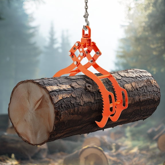 Steel Log Tongs 36 Inch - 4 Claw Swivel Grapple for Lifting Firewood - Logging & Wood Splitting Tool
