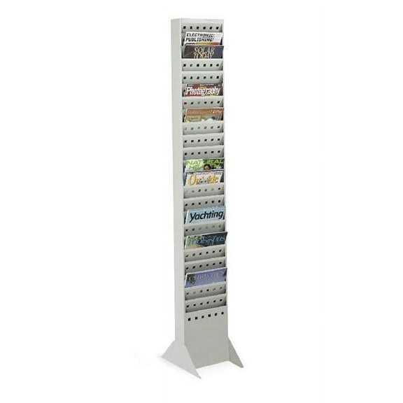 Steel Magazine Rack - 23 Pockets - Gray