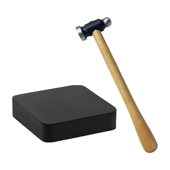Steel Mallet with Square Rubber Block Jewellers Tool Non Slip for Hammering Flattening Metal Dapping Jewelry Repair Tools