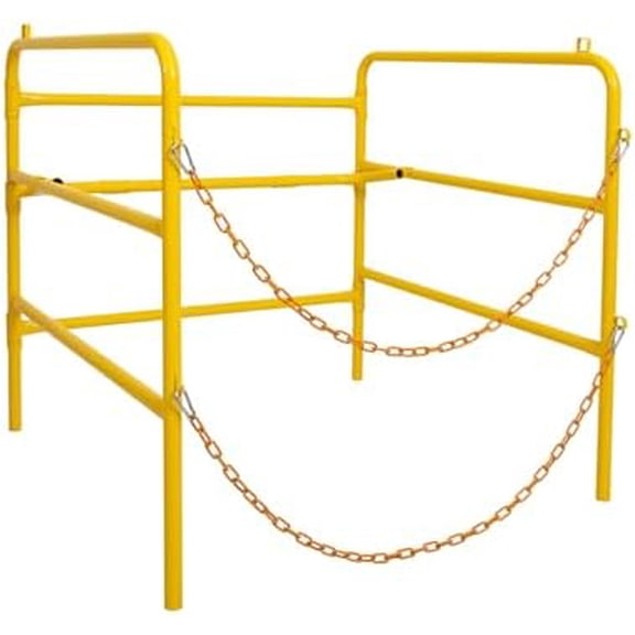 Steel Manhole Guard Rail, Foldable Manhole Guardrail, Collapsible Safety Guardrail, Two Hooking Chains and Loops for Confined Space, Tank, Vessel, Transformer, Sewer, Maintenance