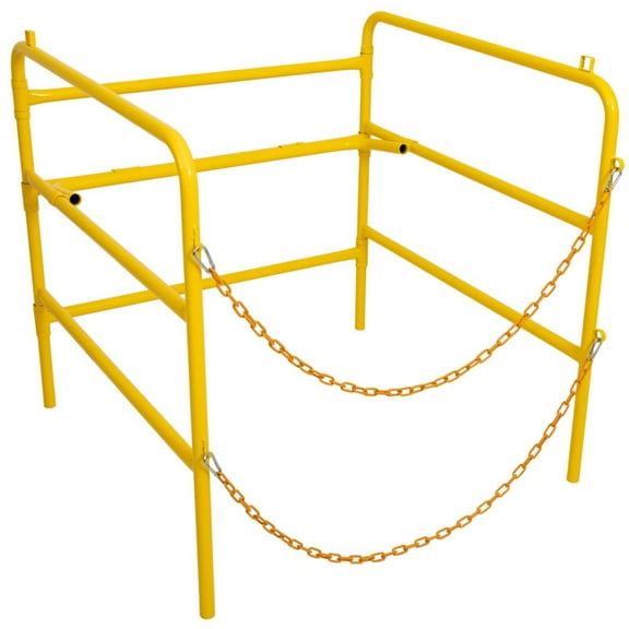 Reykilor Steel Manhole Guard Rail, Foldable Manhole Guardrail w/Two Hooking Chains and Loops for Confined Spaces, Tanks, Vessels, Transformers, Sewers
