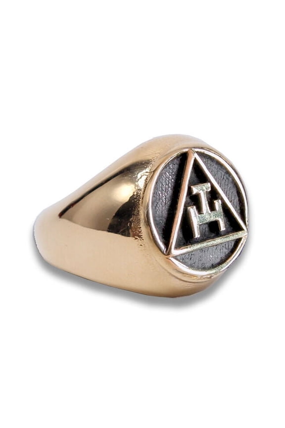 Steel Masonic Rings. Gold Tone Royal Arch Freemasons Round Triple Tau