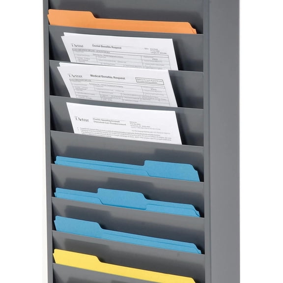 Gray Steel 10 Pocket Medical Wall File Holder Hanging Chart