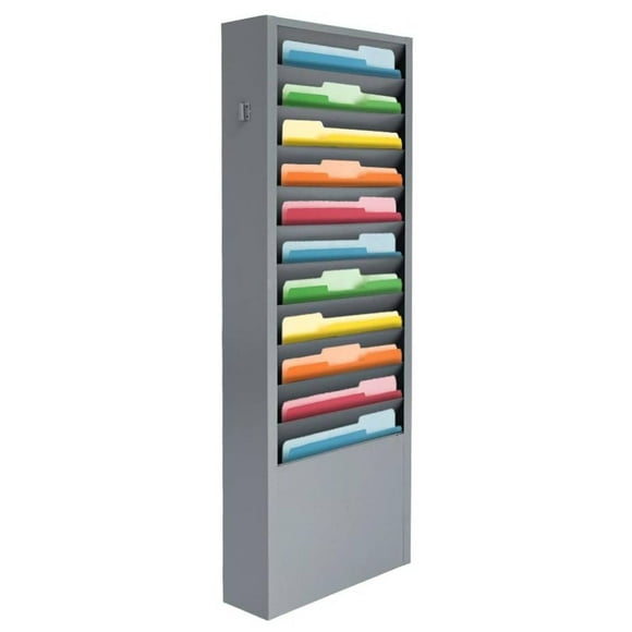 Steel Medical Chart Hanging Wall File Holder, Office File Folder Wall Rack, 11 Tiered Pockets