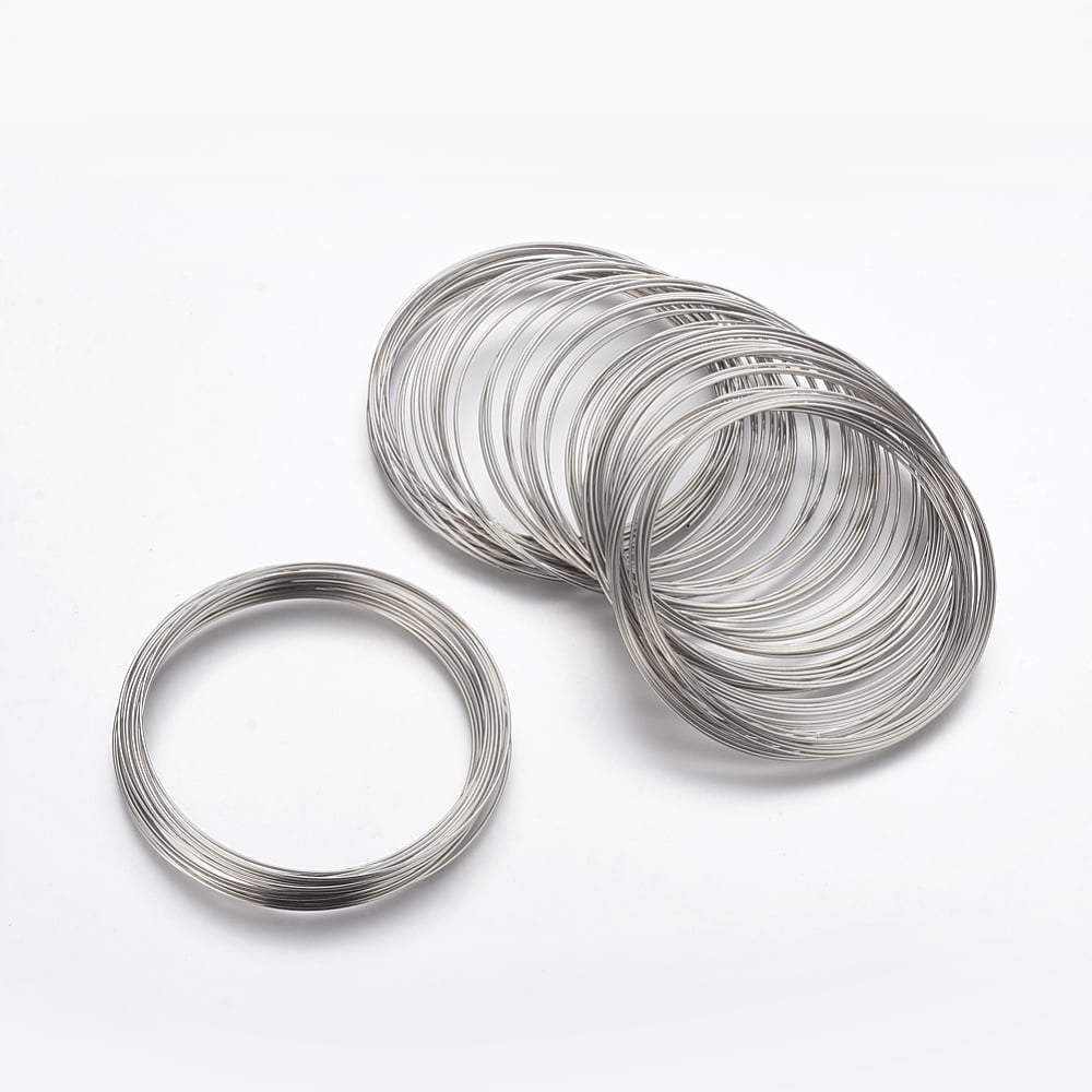 Steel Memory Wire for Bracelet Making Platinum 55mm Wire: 0.6mm(22 Gauge) 2200 circles/1000g for DIY