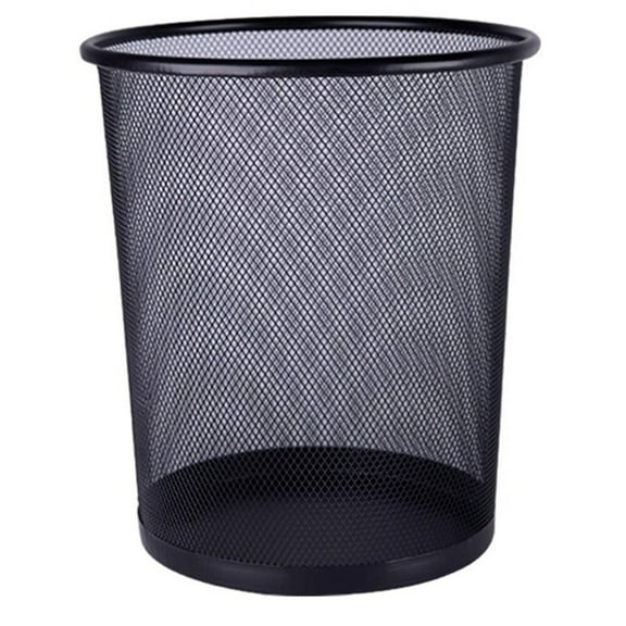 Steel Mesh Round Trashcan Wastebasket for Trash or Recycle in The Home, Office, or Garage, Black