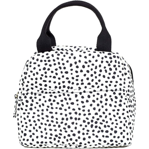 Steel Mill & Co. Insulated Lunch Bag with Large Capacity, Black Dots