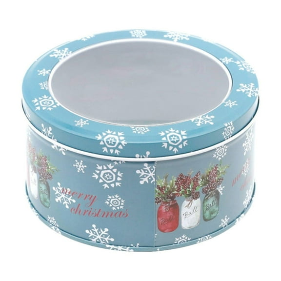 Steel Mill & Containers with Lids, Christmas Cookie Tins, Festive Cookie Tins for Gift Giving & Holiday Treats, Round Metal Nesting Containers XKHAZA