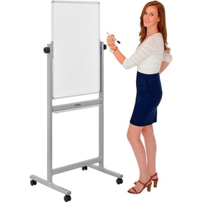 Steel Mobile Reversible Magnetic Whiteboard with Silver Frame - 24 x 36 in.