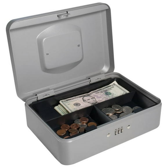 Steel Money Cash Box with Combination Lock, Grey (10" x 7.09" x 3.54")