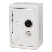 Steel Money Safe with Cash Lock Box, 7.1 x 4.7 x 3.7 in / 18 x 12 x 9.5 cm Mini Security Safe, Password & Key Design, Sturdy Safe Box for Jewelry, White