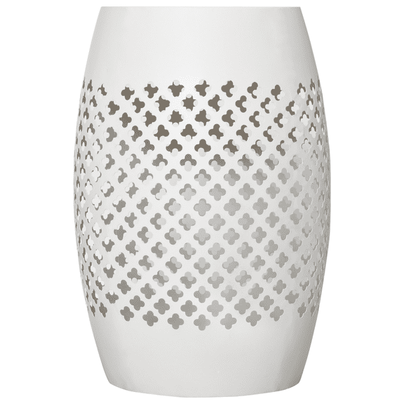 Steel Outdoor Side Table - 12" Round Patio End Table - White Accent Table for Indoor/Outdoor Use