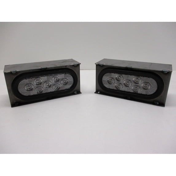 Steel Oval Mounting Boxes / 6 inch Clear Red LED Brake Stop Turn Tail Lights