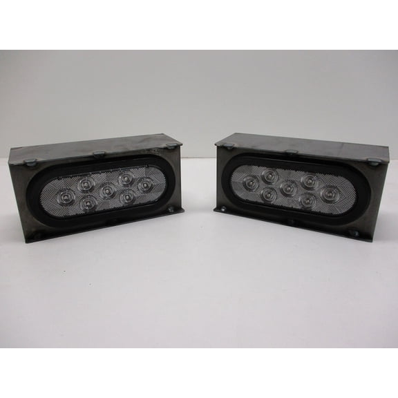 Steel Oval Mounting Boxes / 6 inch Clear Red LED Brake Stop Turn Tail Lights