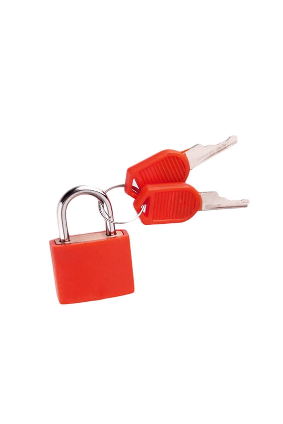 Steel Padlock, Travel Lock, Luggage Lock, Small Mini Heavy Duty Padlock with 2 Keys, Plastic Cover Portable Lock for Gym Locker, Suitcase and Indoor Outdoor Security Use,Red