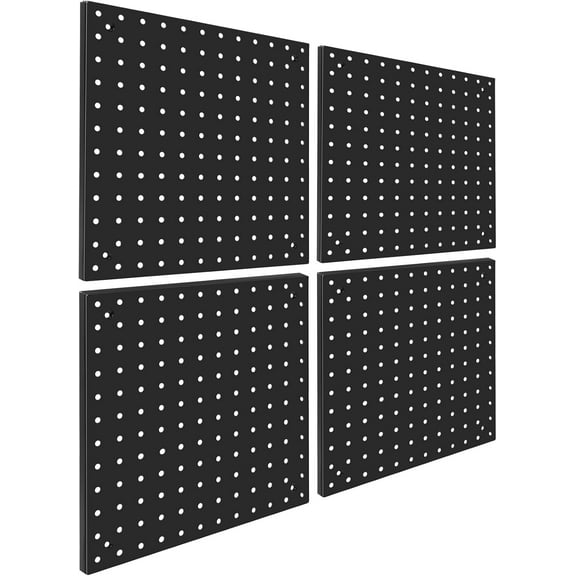 Steel Peg Board Panels for Garage Tool Storage and Wall Organization Pack of 4 Black 12x12