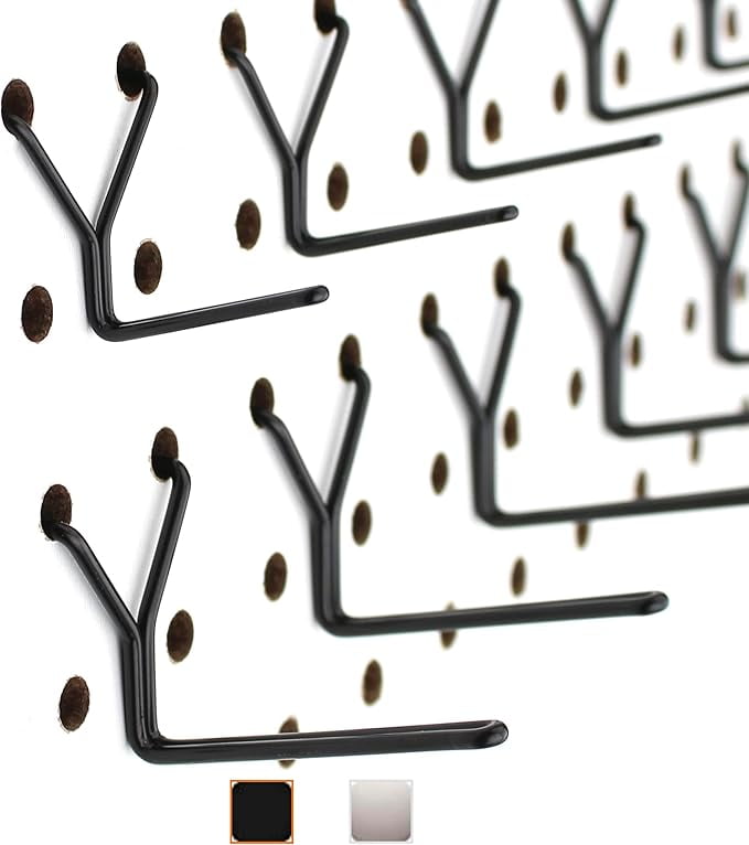 Steel Pegboard Hooks 50-Pack 1" + 2” L Hook, Black - Will Not Fall Out ...