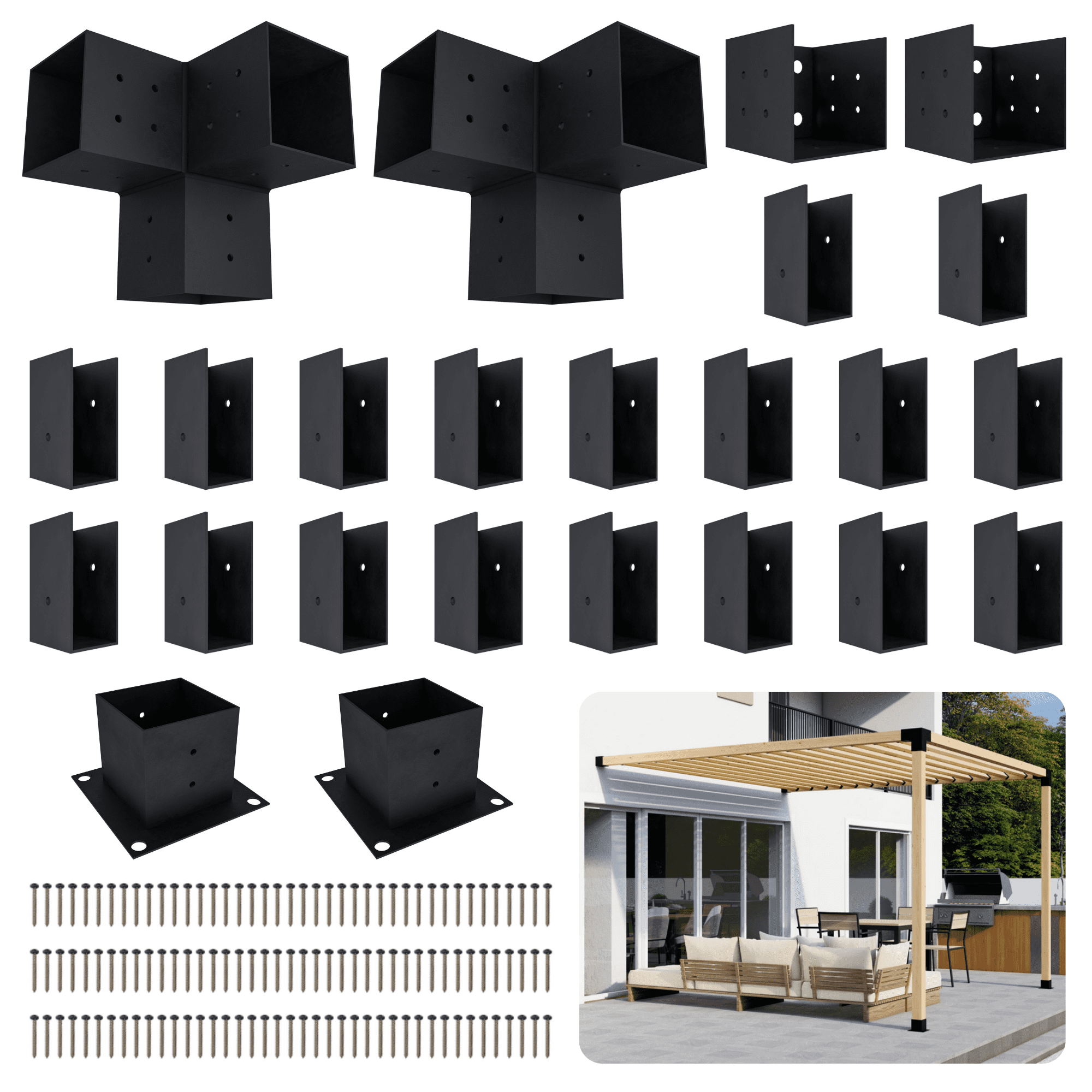 Steel Pegola Joint Brackets Kit for Roofed 10x8 Pergola Attached to ...