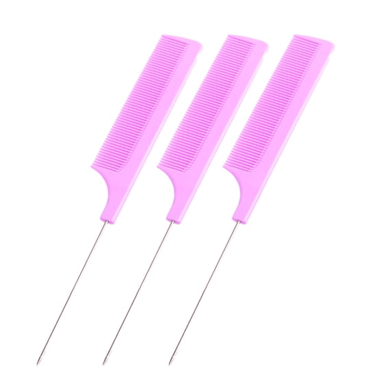 Steel Pin Tail Comb - Pink Purple - Metal Needle Stem Comb Comb Strong Durable Needle Stem Comb Hair Comb, 3 Hair Combs, Easter, Wedding Makeup Organizers