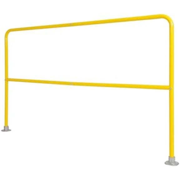 Steel Pipe Safety Railing, 72" x 42", 1.26" Outside Diameter, Industrial Guardrail with Base Plates, Fall Protection Handrail for Warehouse, Construction, Rooftop, Safety Yellow
