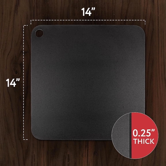 Steel Pizza Stone 14x14 Inch - Black Heat Retention Crisp Crust Baking Plate for Oven & Grill