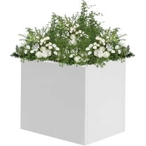 Steel Planter Box, 20" x 20" x 20" Square Planter Metal Box Tall Planters Heavy Duty Plant Boxes for Indoor Outdoor Tall Plants, Flowers or Shrubs (White, 20" x 20" x 20")