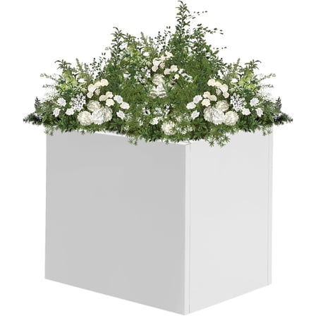 Steel Planter Box, 20" x 20" x 20" Square Planter Metal Box Tall Planters Heavy Duty Plant Boxes for Indoor Outdoor Tall Plants, Flowers or Shrubs (White, 20" x 20" x 20")