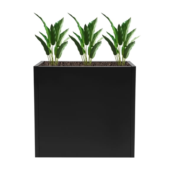 Steel Planter Box Modern Black Rectangular Large Flowerpot Outdoor/Indoor Planter Box Garden Patio Plants Growing Box 24*10*24 inches