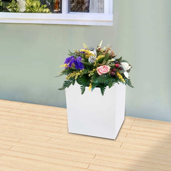 Steel Planter Box with Removable Inner Plate, Rectangular Metal Planter Flower Pot, 18*18*20in