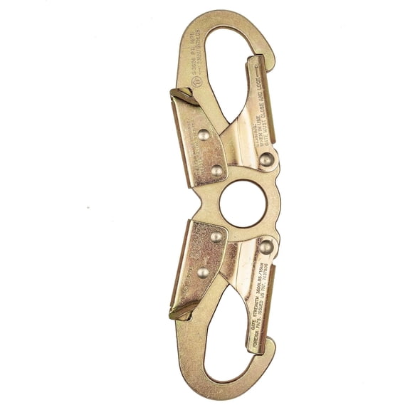 Steel Plated Spreader Bar Snaphook - Yellow Snap Medium Sized With Fixed Eye - Spreader Snap Hook Separator For Fall Protection And Lifting Applications