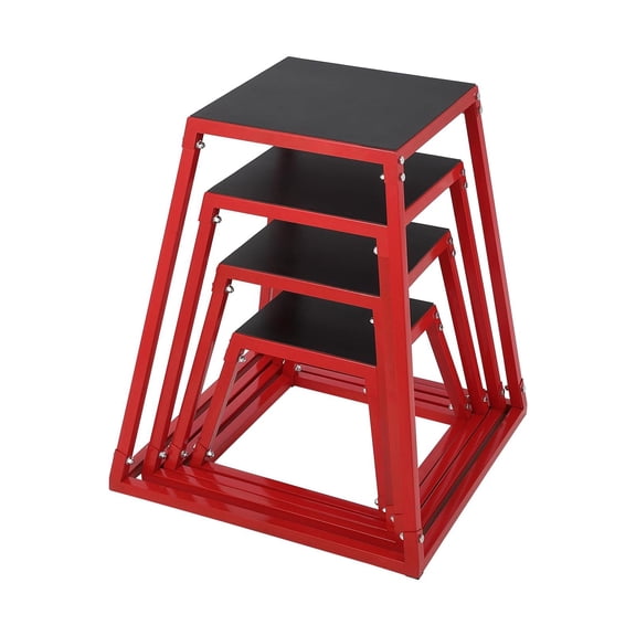 Steel Plyometric Jump Box Set, 12/18/24/30 Inch Adjustable Step Platforms with Anti-Slip Rubber Pad, 550lbs Capacity, Fitness Jump Box for Home Gym