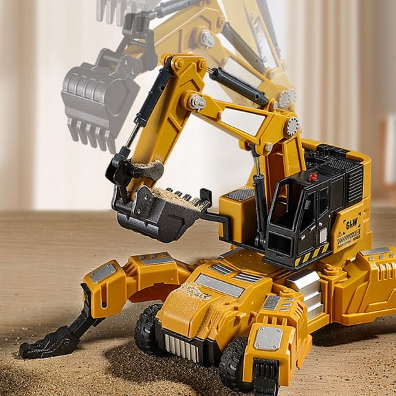 Steel Power Deformable Engineering Vehicle Super Long Truck Liftable Excavator Truck Model Children's Toy Car Boy F