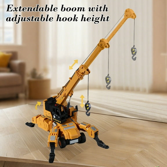 Steel Power Deformable Engineering Vehicle Toy, Super Long Liftable Excavator Truck Model, Durable Plastic Alloy Construction, Educational Interactive Play, Indoor Outdoor Kids Gift Yellow